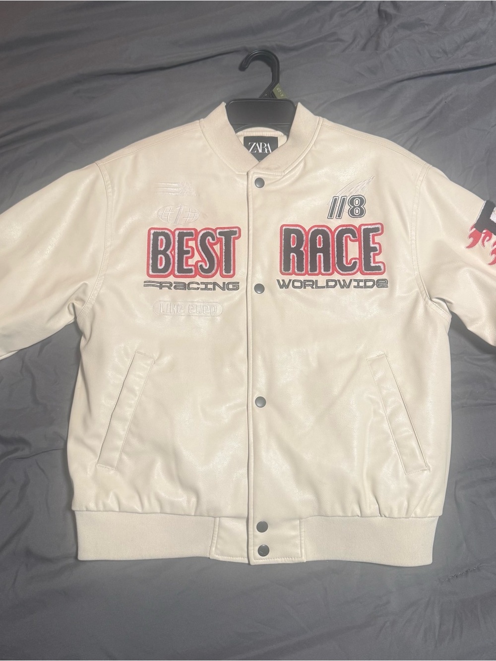 ZARA White Racing Bomber Jacket - Best Race boys 11-12